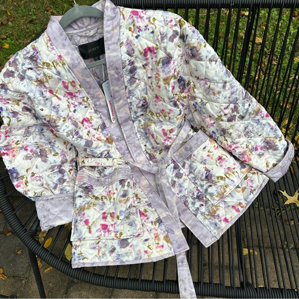 NWT J. Crew Watercolor Quilted Floral Kimono Jacket